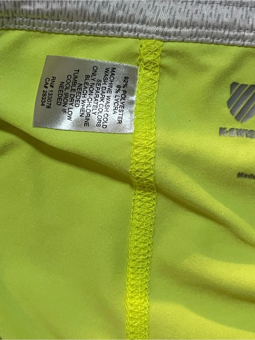 K-Swiss x Lucky in Love Take A Pleat Tennis Skort Neon Yellow Gray M